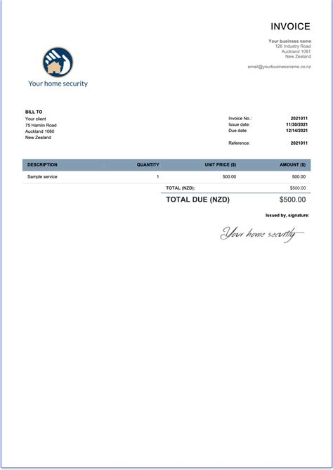 free invoice template new zealand